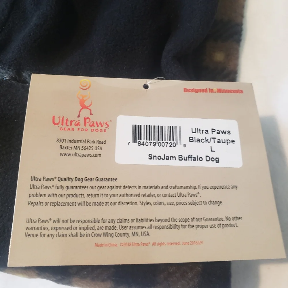 NWT Ultra Paws SnoJam Buffalo Plaid Puppy Dog Hooded
